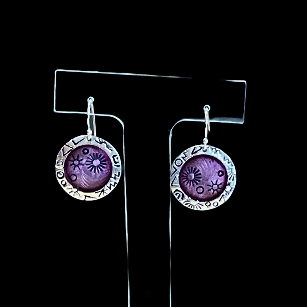 Grape Purple Stamped Earrings