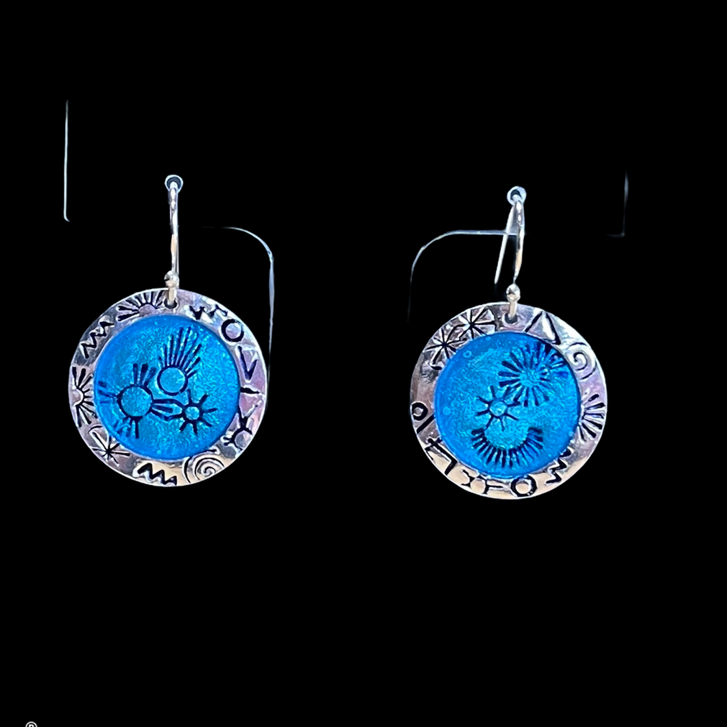 Cobalt Blue Stamped Earrings