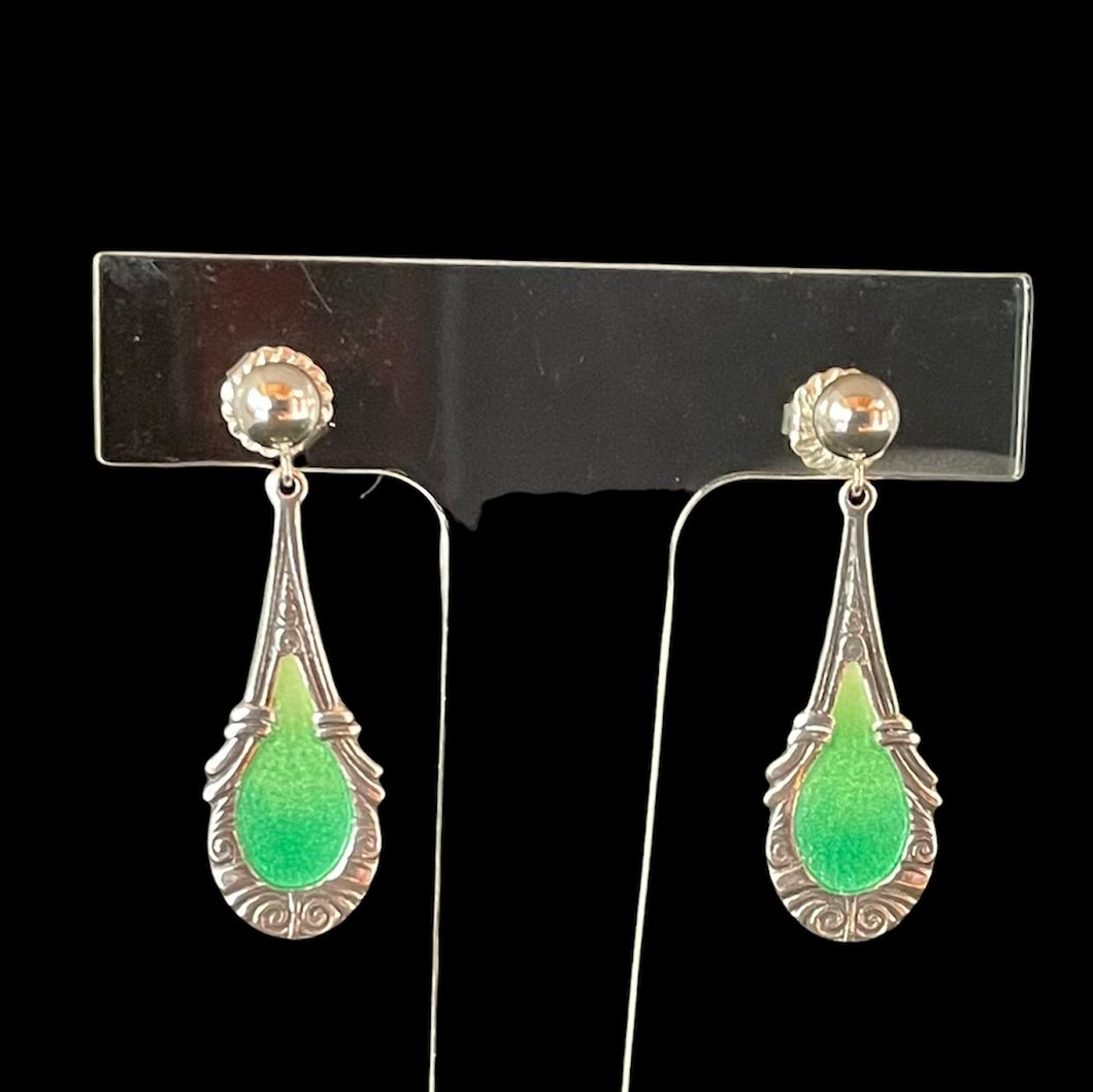 Green Art Nouveau Earrings