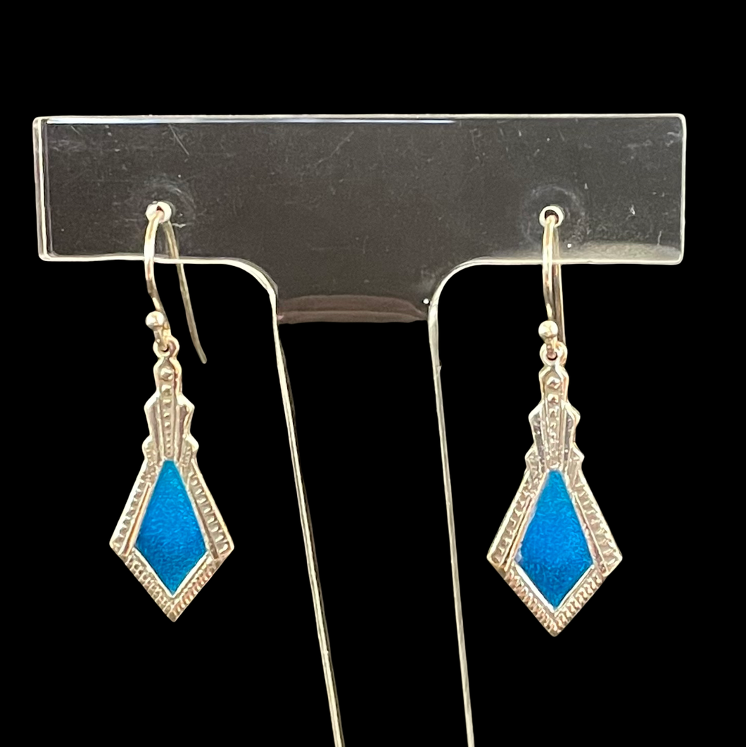 Marine Blue Art Deco Earrings