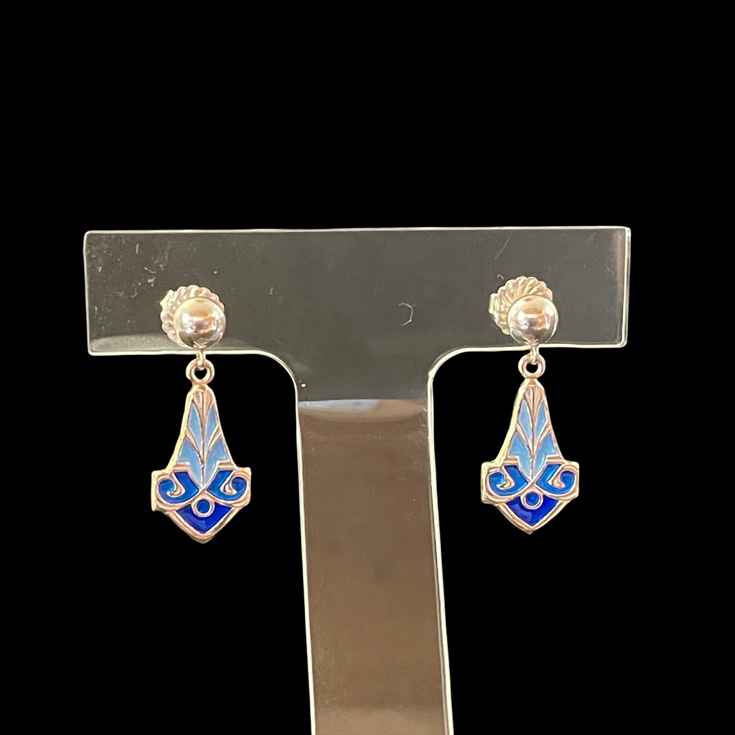 Blue Ombre Art Deco Earrings