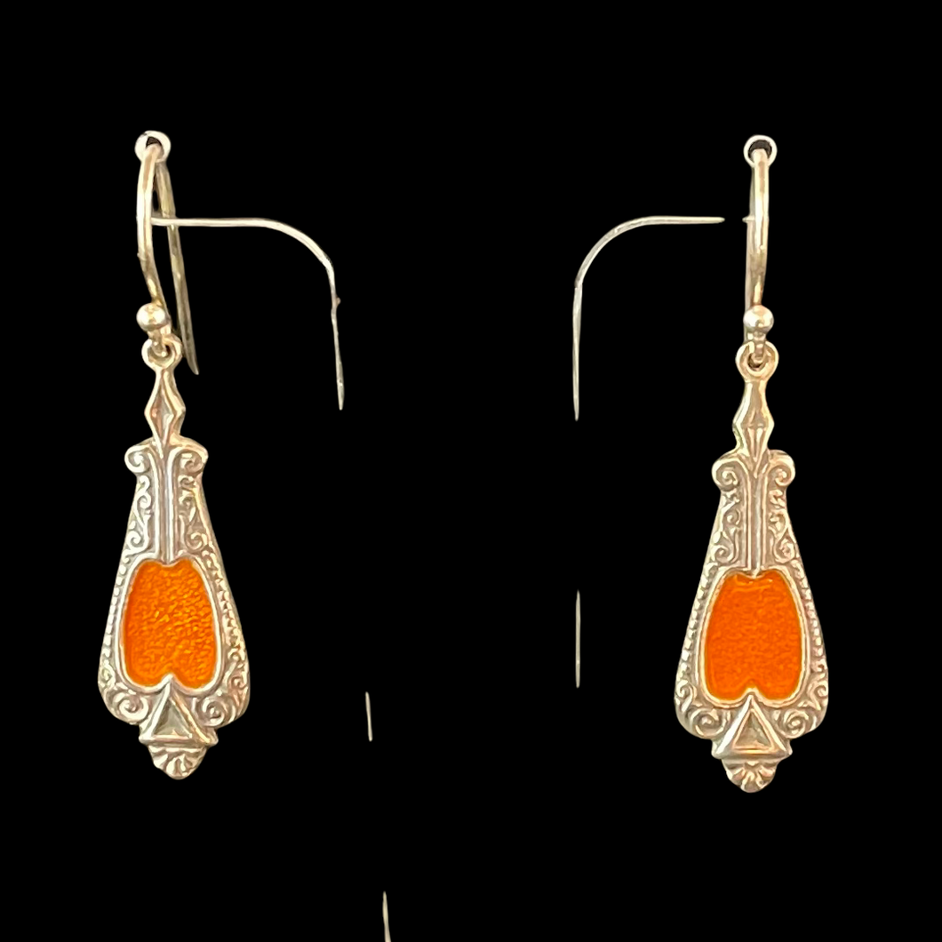 Rust Orange Art Deco Earrings