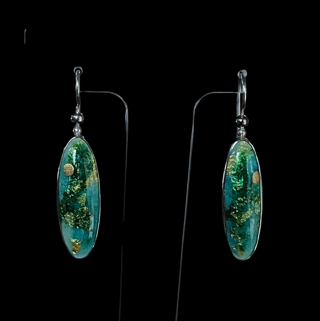 Sea Foam Green with 24k Gold Earrings