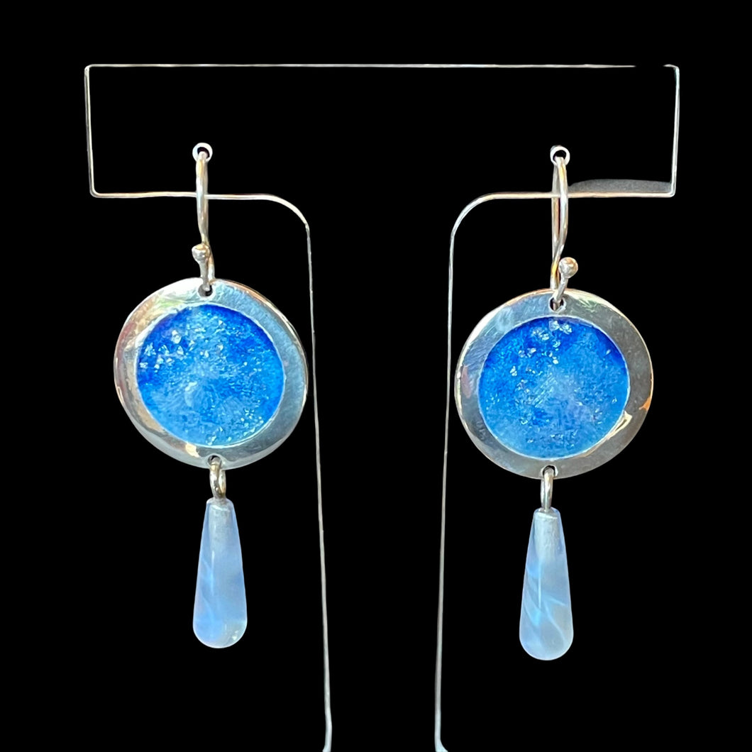 Soft Blue and Opalescent Earrings