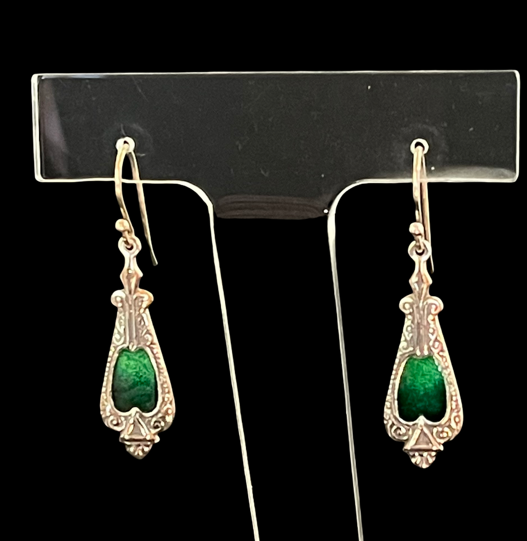 Emerald Green Ombre Art Deco Earrings